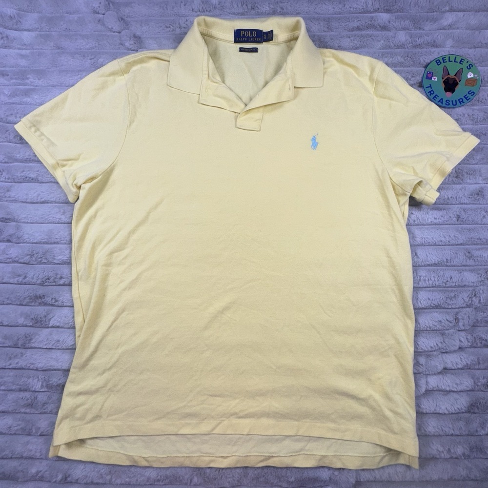 Polo Ralph Lauren Mens XL Yellow Short Sleeve Cotton Blue Pony Easter Spring